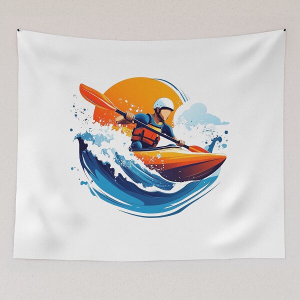 Item preview, Sunset Kayak Ride – Minimal Adventure Splash Art designed and sold by JenniferCreaArte .