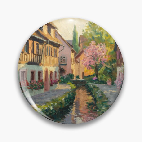 Item preview, Spring Morning in Alsace | French Impressionist Canal Village  designed and sold by CARRAANN.