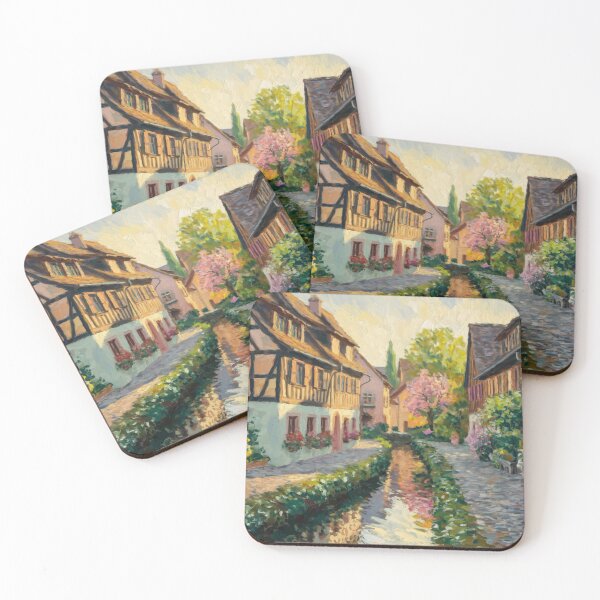 Item preview, Spring Morning in Alsace | French Impressionist Canal Village  designed and sold by CARRAANN.