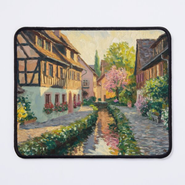 Item preview, Spring Morning in Alsace | French Impressionist Canal Village designed and sold by CARRAANN.