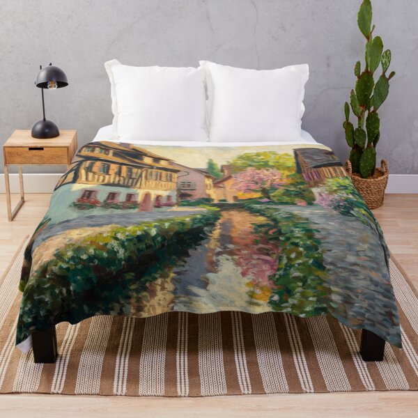 Item preview, Spring Morning in Alsace | French Impressionist Canal Village  designed and sold by CARRAANN.