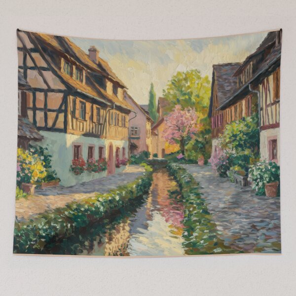 Item preview, Spring Morning in Alsace | French Impressionist Canal Village  designed and sold by CARRAANN.