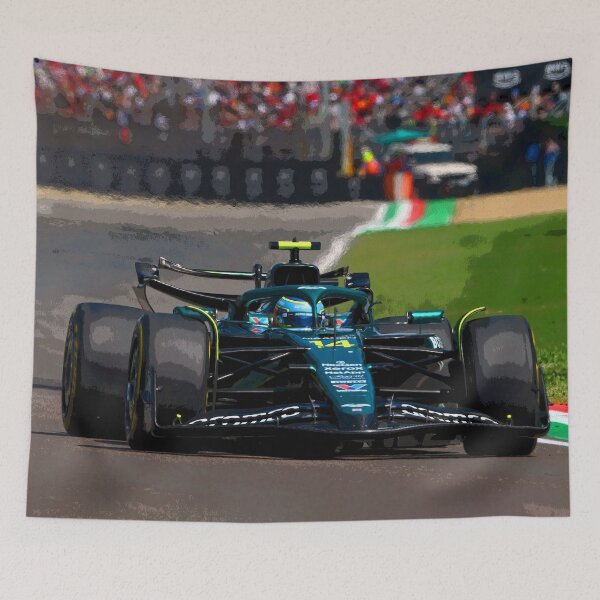 Item preview, Fernando Alonso racing his 2025 F1 car during the Grand Prix at Imola abstract designed and sold by Rodissimus1984.