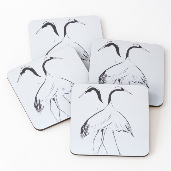 Item preview, Two Cranes in Black and White | Birds of Japan | Minimalist Zen Art designed and sold by AngelaMarieArt.