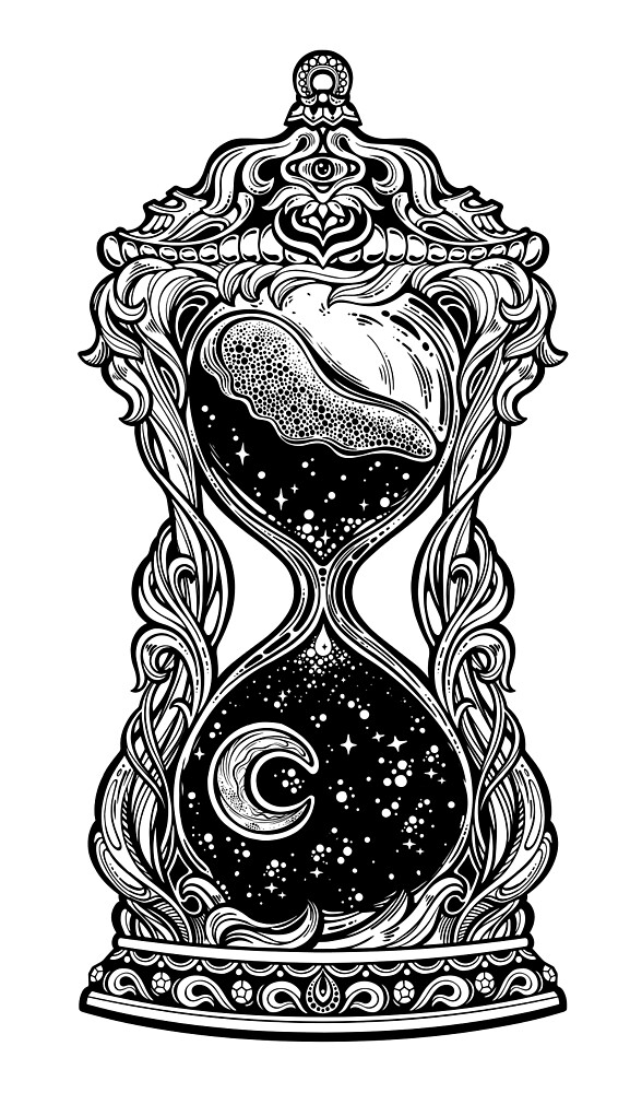 Decorative Antique Hourglass With Stars And Moon Illustration By Katjagerasimova Redbubble 3547