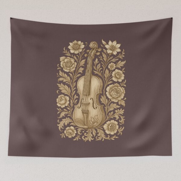Item preview, Violin among rustic flowers designed and sold by Meandmyshop.