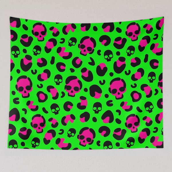 Item preview, creepy halloween leopard skull pink green punk designed and sold by Gossip Rag.