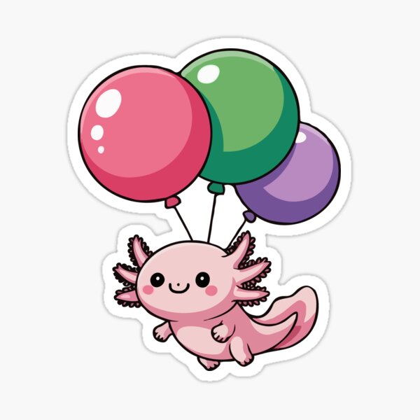 Item preview, Kawaii Axolotl Floating with Balloons – Cute Pastel Amphibian Illustration for Animal Lovers & Whimsical Souls designed and sold by TheFrogsAcademy.