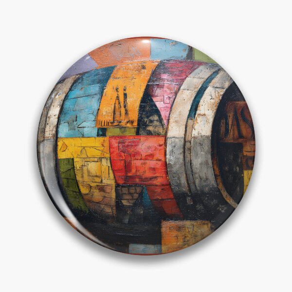 Item preview, Vibrant Abstract Wine Barrel with Geometric Patterns and Bold Colors designed and sold by OlfactoART Studio.