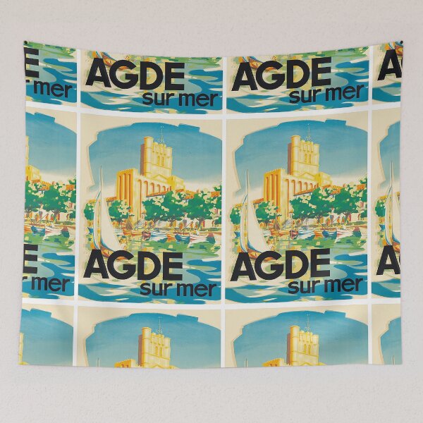 Item preview, Agde France - On the Sea (Sur Mer) - Cote D’Azur - The French Riviera - Vintage Travel Poster c.1950s designed and sold by TeeARTHY.