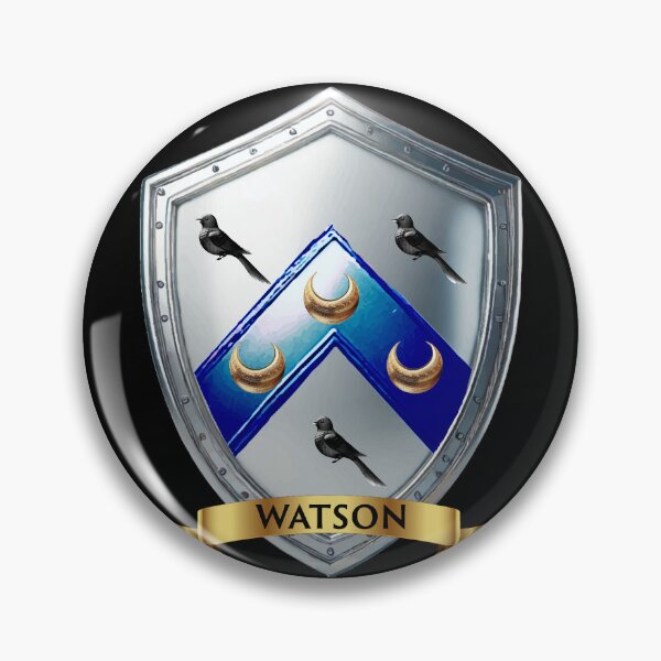 Item preview, Watson Family Shield Blue Chevron and Crescents with Proud Name Banner designed and sold by Highlandkings.
