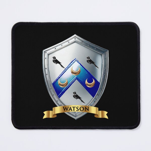 Item preview, Watson Family Shield Blue Chevron and Crescents with Proud Name Banner designed and sold by Highlandkings.