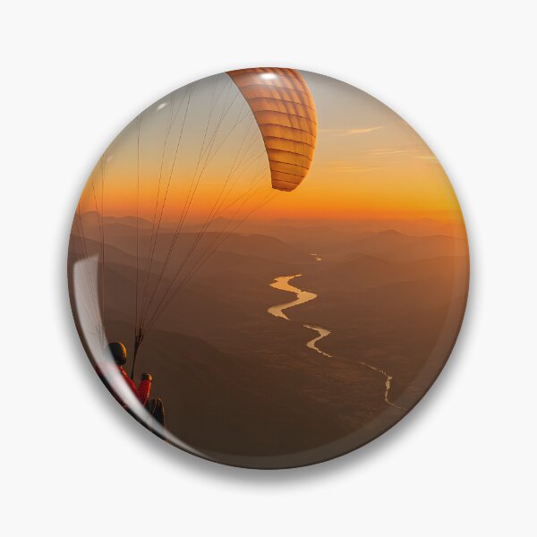 Item preview, Paraglider soaring over mountains at a vibrant sunset designed and sold by homydesign.