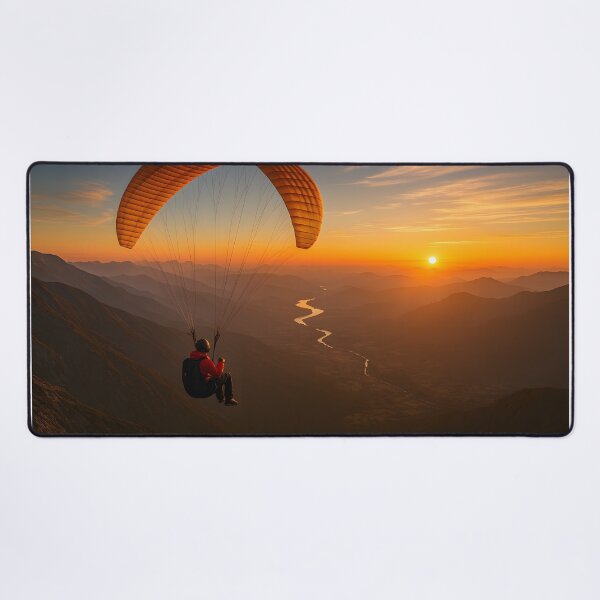Item preview, Paraglider soaring over mountains at a vibrant sunset designed and sold by homydesign.
