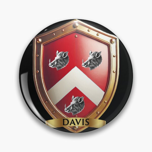 Item preview, Davis Family Shield Bold Chevron and Boars Heads with Proud Name Banner designed and sold by Highlandkings.
