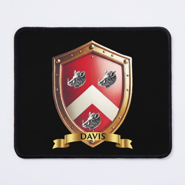 Item preview, Davis Family Shield Bold Chevron and Boars Heads with Proud Name Banner designed and sold by Highlandkings.