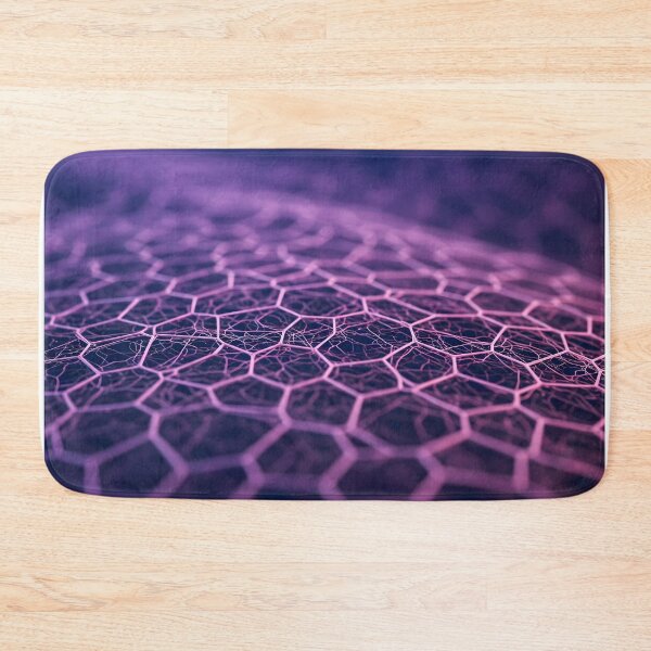 Item preview, Abstract hexagonal network structure scientific or technological concept microscopic view purple pink glow detailed digital illustration designed and sold by homydesign.