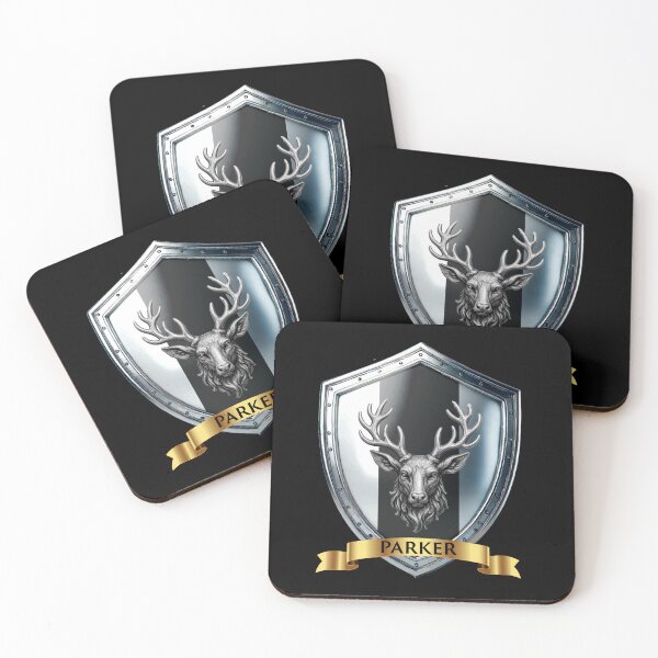 Item preview, Parker Family Shield  Noble Stag Crest with Proud Name Banner designed and sold by Highlandkings.