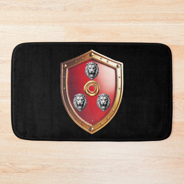 Item preview, Bennett Shield  Silver Lion Heads and Golden Ring on Red Armor designed and sold by Highlandkings.