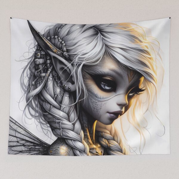 Item preview, Mystic Cyber Elf Princess with Golden Tattoos designed and sold by aminz4.