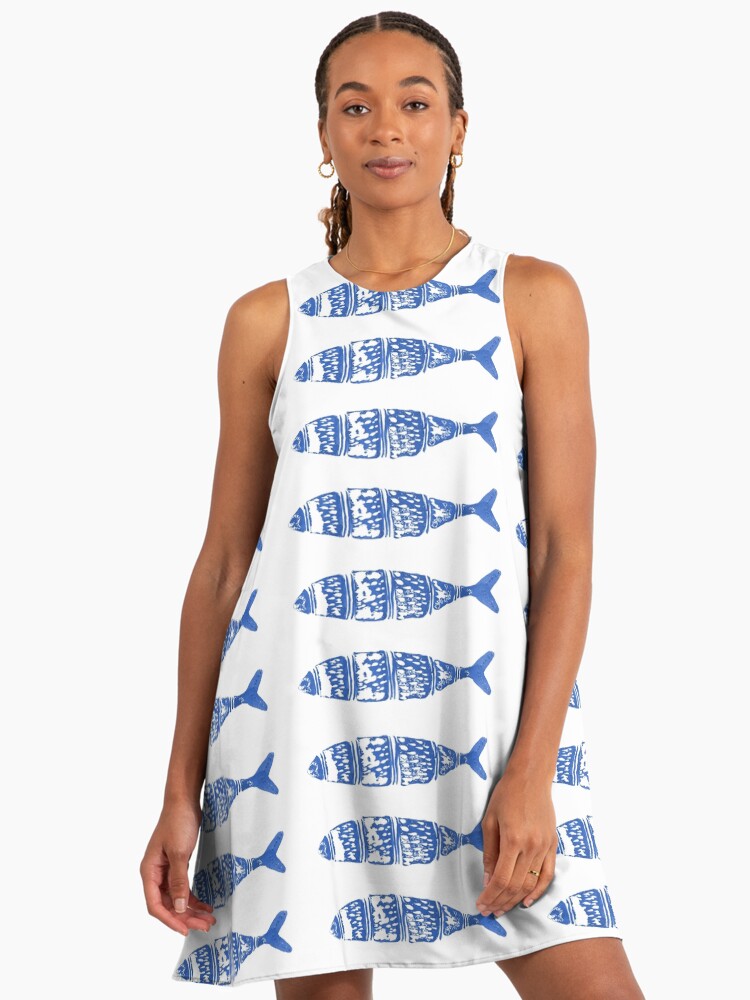 Blue Sardines Blue A-Line Dress
