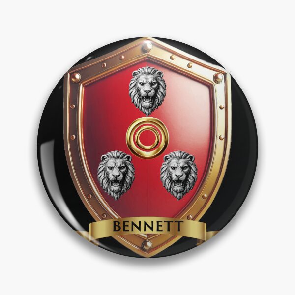 Item preview, Bennett Family Shield  Three Lions and Gold Ring with Proud Name Banner designed and sold by Highlandkings.
