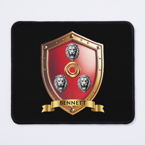 Item preview, Bennett Family Shield Three Lions and Gold Ring with Proud Name Banner designed and sold by Highlandkings.