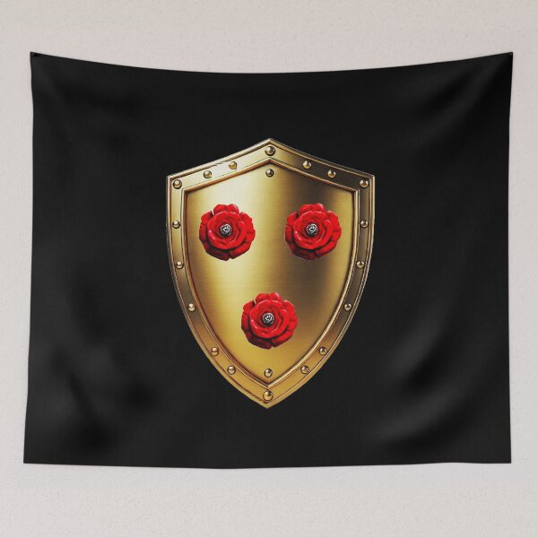 Item preview, Young Shield  Brilliant Gold Armor with Three Bold Red Roses designed and sold by Highlandkings.