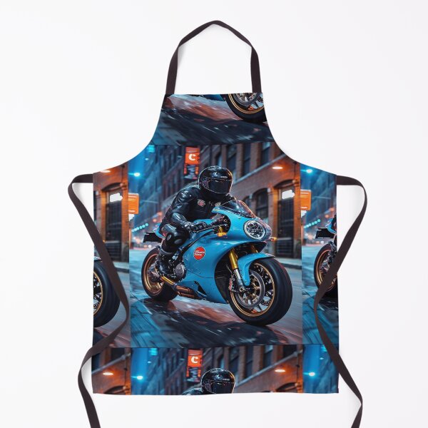 Item preview, Urban Racer on Sky-Blue Motorcycle at Night designed and sold by Boooart.