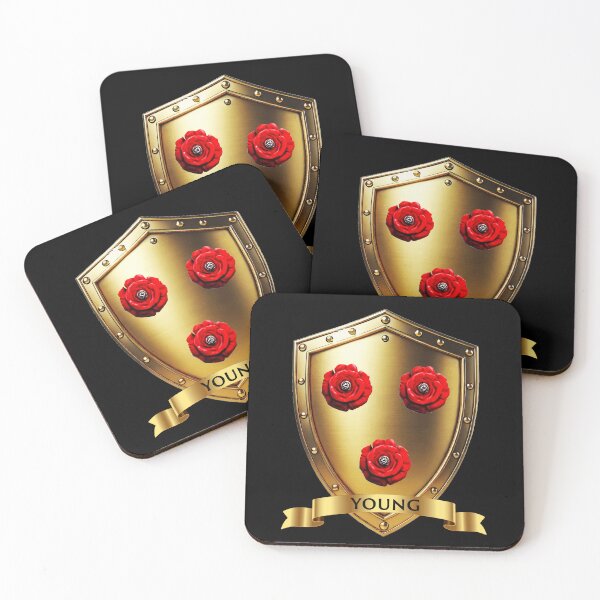 Item preview, Young Family Shield  Red Roses of Pride with Bold Name Banner designed and sold by Highlandkings.