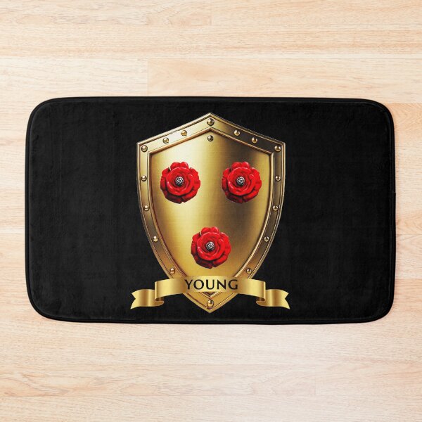 Item preview, Young Family Shield  Red Roses of Pride with Bold Name Banner designed and sold by Highlandkings.