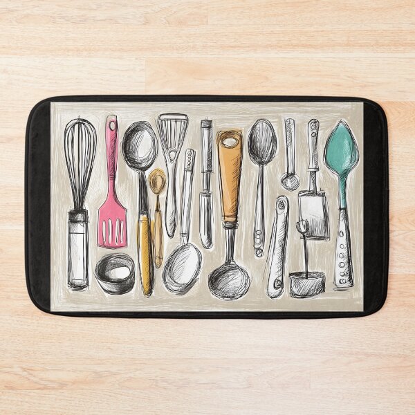 Item preview, Wall Art of Colorful Kitchen Tools - Whisk, Spatula, and Ladle in Vibrant Harmony designed and sold by OlfactoART Studio.