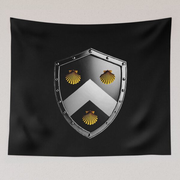 Item preview, Mitchell Shield  White Chevron and Golden Shells on Black Armor designed and sold by Highlandkings.
