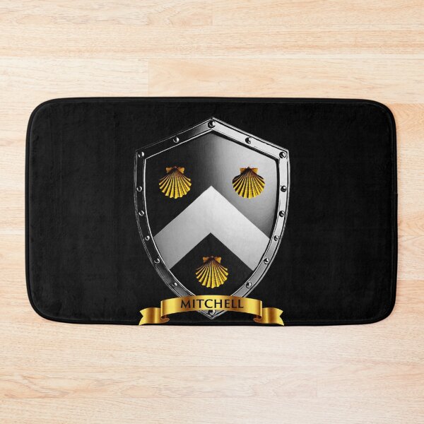 Item preview, Mitchell Family Shield  Bold Chevron and Shells with Proud Name Banner designed and sold by Highlandkings.