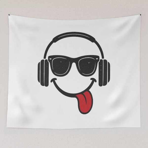 Item preview, Cool Smiley Face with Headphones and Tongue Out – Fun DJ Music Emoji Design designed and sold by omerckaca.