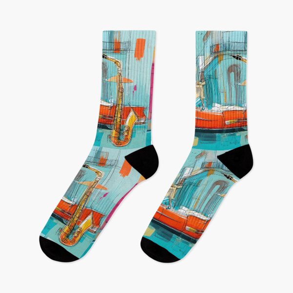 Item preview, Ignite Havana's Urban Jazz Scene - Vibrant Saxophone and Vintage Car in Motion designed and sold by OlfactoART Studio.