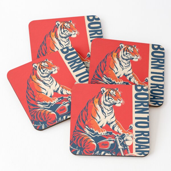 Item preview, Born to Roar – Tiger on Motorcycle Retro Propaganda 80s designed and sold by HoopeStylee.