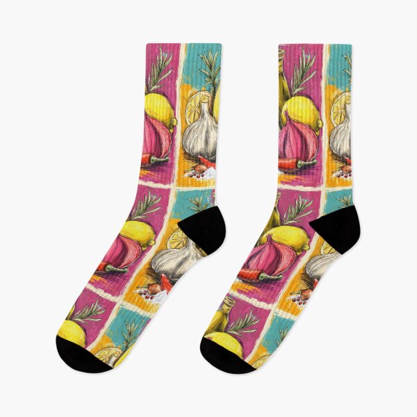 Item preview, Flavor in Motion - A Bold Sketch of Mediterranean Ingredients Featuring Garlic, Onion, Lemon, Olive Oil, and Fiery Red Chili designed and sold by OlfactoART Studio.