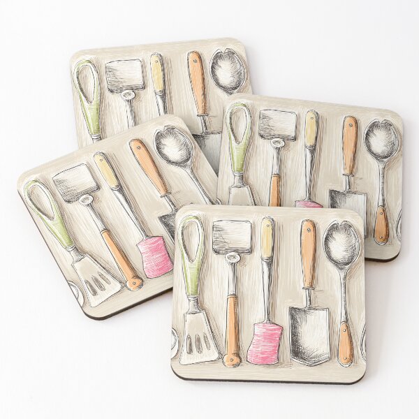 Item preview, Kitchen Utensils Collection - Spatulas, Ladles, and Whisk in Artistic Sketch Style designed and sold by OlfactoART Studio.