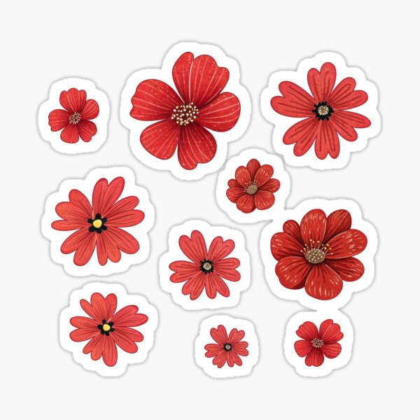 Item preview, red little flowers designed and sold by PnrArtDesign.