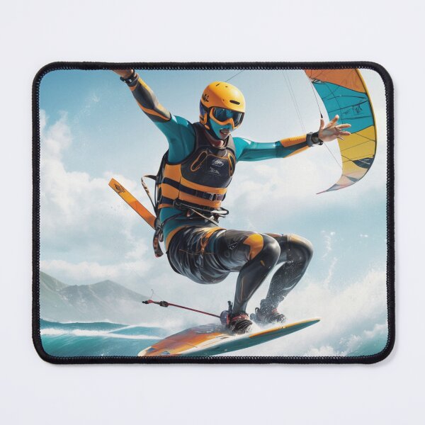 Item preview, Green suit man making freestyle kateboarding in the ocean designed and sold by MerlinWear.