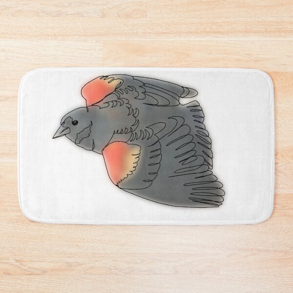 Item preview, Red wing black bird line drawing designed and sold by Ashley’sAnimalz.