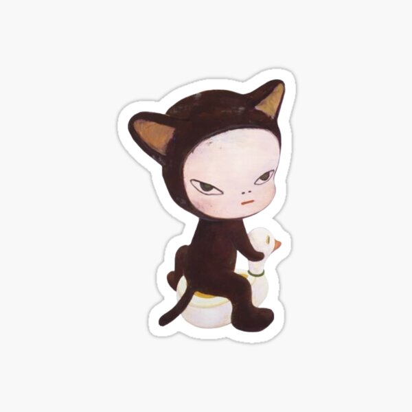 Item preview, yoshitomo nara cat sticker designed and sold by cupidbrat.