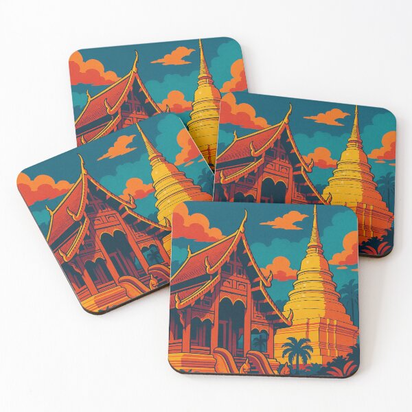 Item preview, Chiang Mai Retro Travel Poster | Digital Pop Art Cityscape | Colorful Thailand Adventure Art | Vintage-Inspired Southeast Asia Print | Iconic Chiang Mai Landmark Design designed and sold by PaintedPixels01.