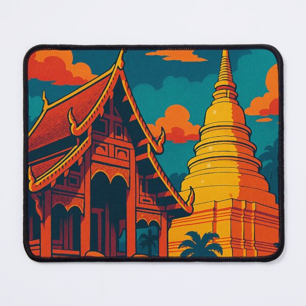 Item preview, Chiang Mai Retro Travel Poster | Digital Pop Art Cityscape | Colorful Thailand Adventure Art | Vintage-Inspired Southeast Asia Print | Iconic Chiang Mai Landmark Design designed and sold by PaintedPixels01.