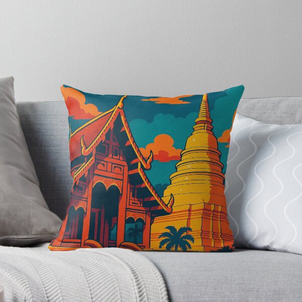 Item preview, Chiang Mai Retro Travel Poster | Digital Pop Art Cityscape | Colorful Thailand Adventure Art | Vintage-Inspired Southeast Asia Print | Iconic Chiang Mai Landmark Design designed and sold by PaintedPixels01.
