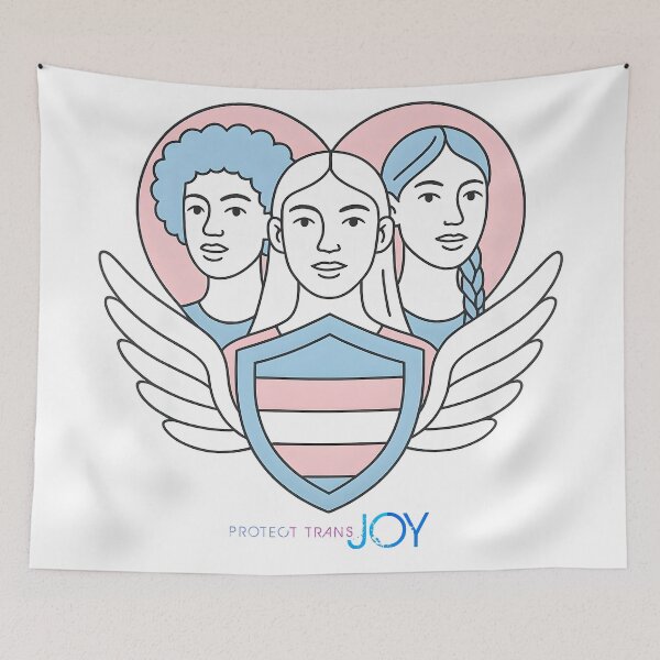 Item preview, Protect Trans Joy – Trans Rights Illustration with Shield and Wings designed and sold by ArtZone1987.