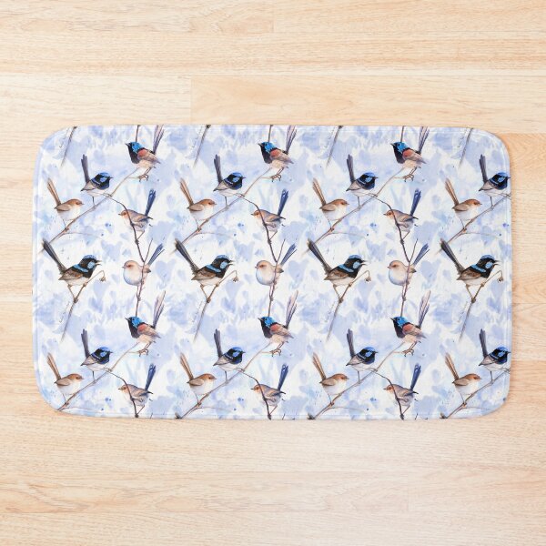 Item preview, Blue Wrens Singing in the Rain - repeat pattern designed and sold by Nadya Neklioudova.