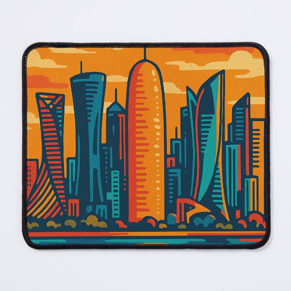Item preview, Doha Qatar Retro Pop Art Travel Poster | Bold Middle Eastern Cityscape | Vibrant Skyline Illustration | Vintage-Inspired City Art | Colorful Gulf Travel Aesthetic designed and sold by PaintedPixels01.