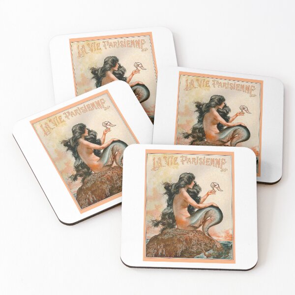 Item preview, La Vie Parisienne Cover Mermaid Siren Fashion Shoes Ocean Sea Vintage Poster   designed and sold by TeeARTHY.